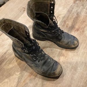 Rustic Leather Combat Boots